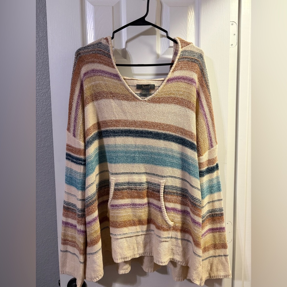 Knox Rose Multicolor Striped V-Neck Sweater